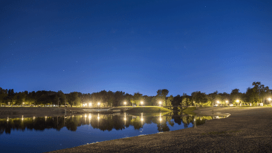 Bundek Lake at night